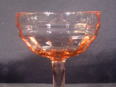 Champagne Tall Sherbet Glasses Pink Optic Bowl Unknown Manufacturer Set of 5