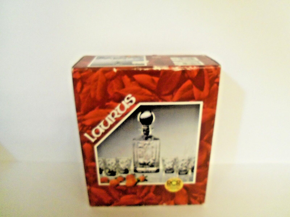 RCR Royal Crystal Rock Laurus Liquor Set 7 Pc Italy Decanter and Glasses