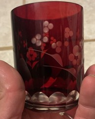 Bohemian Ruby Red Cut To Clear Old Fashioned Whiskey Tumbler 3 5/8″ Tall