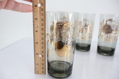 Anchor Hocking Zodiac Smoked Gray Gold Highball Glasses Set of 5 Vintage MCM