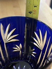 Cobalt Blue Cut To Clear Cocktail, Drinking Glass