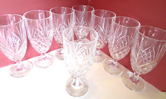 Set-8 DUBLIN Shannon Crystal Godinger Iced Tea Goblets 14oz Glasses 7.8″ EUC!