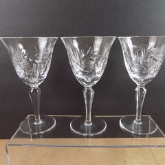 9pc Spode Crystal Priscilla Goblets 5 Water 4 Wine Glasses Signed VGC Pinwheel