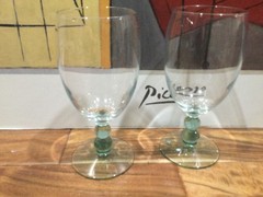 2 Libbey Metropolis Glass Goblets ice tea goblets green stem 7»X3»