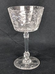 VTG KOSTA BODA CRYSTAL Wine GLASS Cut LEAF Floral DESIGN Octagon STEM 7 Avail.
