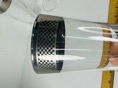 MCM Checkered Silver rim Stemmed Glasses Pilsner Dorothy Thorpe Style Band RARE