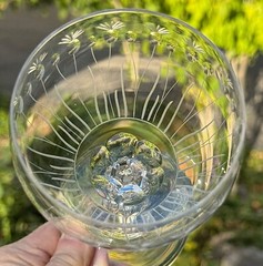 CRYSTAL ELEGANT ABC DORFLINGER ? 10 ART NOUVEAU FLORAL ETCHED WINE GOBLETS 6.5″