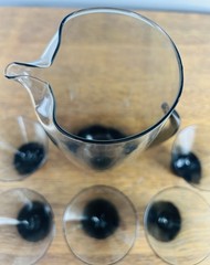 Morgantown Normandie Smoky Glass Pitcher Martini Set 6 Glasses MCM Barware