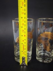 Rare Dominion 4 Highball Tumblers Glasses 24K Gold Ducks Mallard Hunting MCM