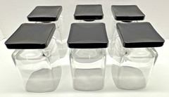 6 Vintage Cristal D’Arques Square Clear & Black Square Base Glasses France