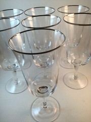 Nortake Paris Set of 7 Platinum Trimmed 14 Ounce Water Goblets