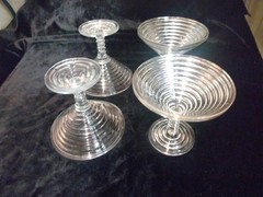 4 Vintage Anchor Hocking Manhattan Clear 5″ Martini Glass / Compote,Ribbed Lot 1