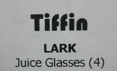 Tiffin LARK Juice Glasses SET OF FOUR *MINT IN BOX*