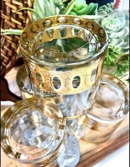 A Vtg Culver Set Of 4 Rocks Glasses Lowball DOF Gorgeous Gold Accents