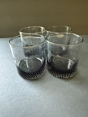 Vintage MCM Smokey Double Old Fashioned Glasses Set (4) Rock Barware Cocktail