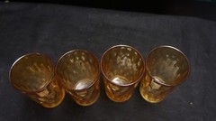 LOT OF 4 -4″ TALL CARNIVAL GLASS DIMPLE TUMBLER/GLASS