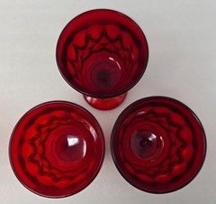 5 Noritake Perspective Ruby Wine Glasses With Thumbprint & Panel Design