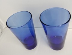 Vintage Flare Cobalt Blue MCM Tumbler Glasses 6″ Tall , Lot of 2