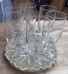 Vintage Clear Glass Water Goblets, From The Federal Glass «Sheer Rim» Line