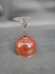 Vintage Iridescent Tangerine Glass Wine Glass with Long Stem 6.5″ Tall
