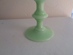 Rare Antique Portieux Vallerysthal Jade Green Opaline Uranium Glass Cordial Stem