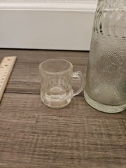 1980s vintage heavy glass A&W collectibles, 3 piece. 4.5 in, 3 in, 1.75 in.