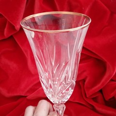 J. G. Durand Cristal D’Arques Salzberg Tulip Champagne Flute Glasses Gold Rim