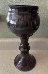Studio Pottery Beautiful Deep Purple And Blue Goblet, Candle Holder, Cup