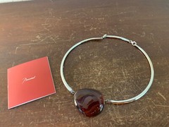 Baccarat Red Crystal Pebble Necklace