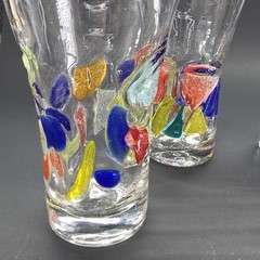 (4) FRESH by Global Amici Italy 13oz Hand Blown Highball Mosaic Gift *READ*