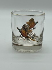 Vintage Glass Pheasant Cocktail Pitcher With Glass Stirrer And 1 Low Ball Glass