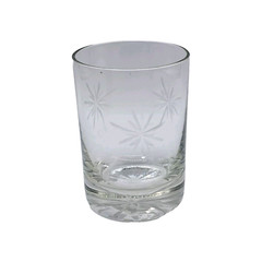 4″ Atomic Starburst Drinking Glass Vintage Etched Glass MCM