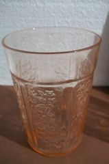 3 Vtg Federal Glass Pink Depression Glass Tumblers: «Sharon Cabbage Rose»: 4″