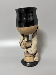 VTG Studio Pottery Naked Man Wine Goblet Cup Artist Signed Gay Nude OOAK Rare!