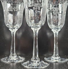 8 Lenox Castle Garden Wine Glasses Set Vintage Clear Floral Etch Optic Bowl Lot