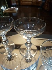 (3) Tall Champagne Sherbet Glasses, Crystal Bryce Puritan stem 894 flute panel