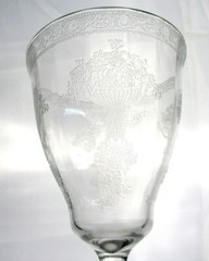 Tiffin Glass stemware Diana etched variant 16 panel optic Water Goblet(s) 1920s