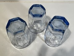 VTG Libbey Glassware CHIVALRY Blue Juice Tumblers – Set of 3 Textured Paneled
