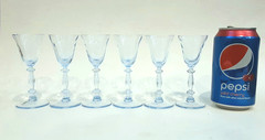 SET 6 CAMBRIDGE Elegant Glass Moonlight Blue CAPRICE Blown 1 oz Cordial Goblets