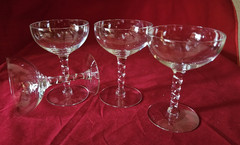 4 Libbey Glasses Twisted Stem mcm Clear cocktail wine cordial