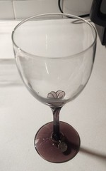 Wine Glass with Clear Bowl and Purple Tulip Stem Excellent Condition