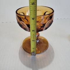 vintage Imperial Glass Provincial Amber Thumbprint Glasses