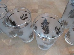 Libbey Hostess set of 8 SILVER WOODLAND PATTERN 15.5 oz Glasses Tumblers w/ Box
