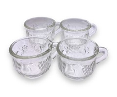 Vintage Clear Cut Glass Punch Cups Set of 4 Holiday Eggnog Beverage Mugs