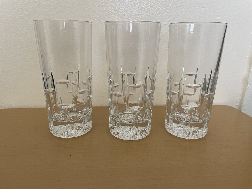 Crystal Art Deco Style High Ball Glasses Lot Of 3