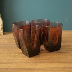 Hazel Atlas Moroccan Amethyst Glasses Flat Tumbler 8oz Set of 4