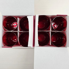 (8) Cristal D’Arques Longchamp Ruby Double Old Fashioned Set Crystal France Lot