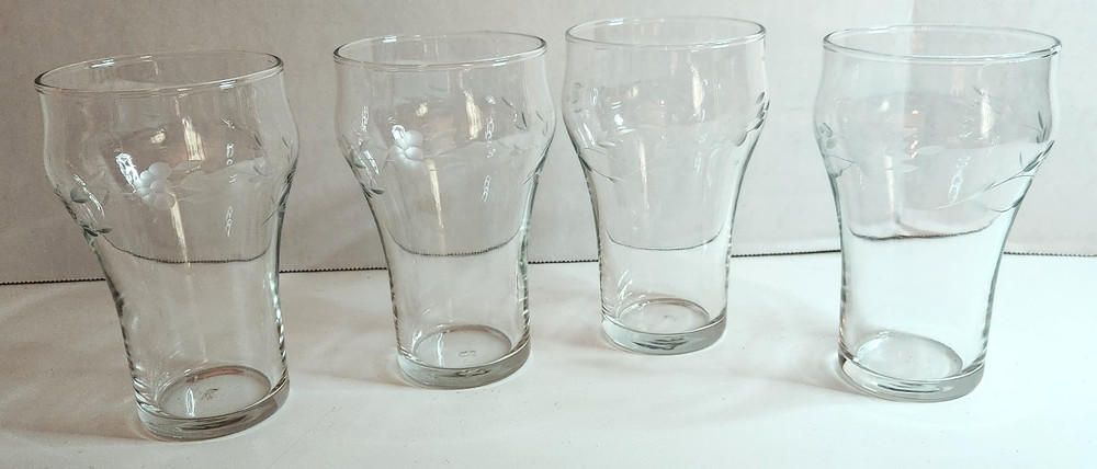 Princess House «Soda Shop» Style Drinking Glasses Set of 4 Etched 5″ Tall