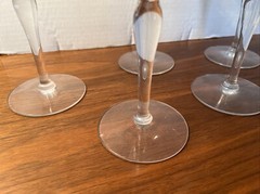 VINTAGE CLEAR CUT FLORAL OPTIC PANEL CRYSTAL STEMWARE GLASSES 8 1/4″ SET OF 6