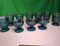 MISC VINTAGE WHITEHALL CUBIST FOOTED GOBLETS/ TUMBLERS DRINKING GLASSWARE LOTS